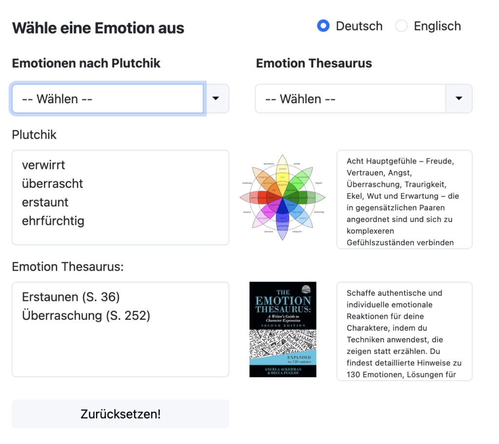 Plutchik Emotionen und der Emotion Thesaurus
