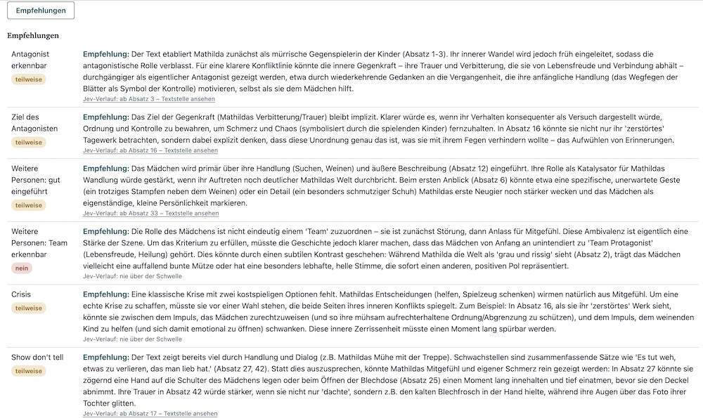 SceneChecker: Empfehlungen für "Oma Knick-Knack" auf Basis der Bewertung durch Jev.